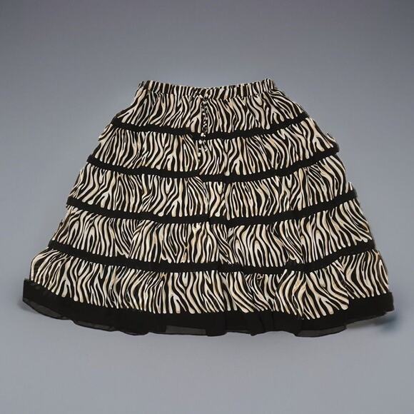 Zebra Print Skirt Womens 16 Peasant Outer Sheer & Black Slip Alfred Dunner Knee - Picture 1 of 6